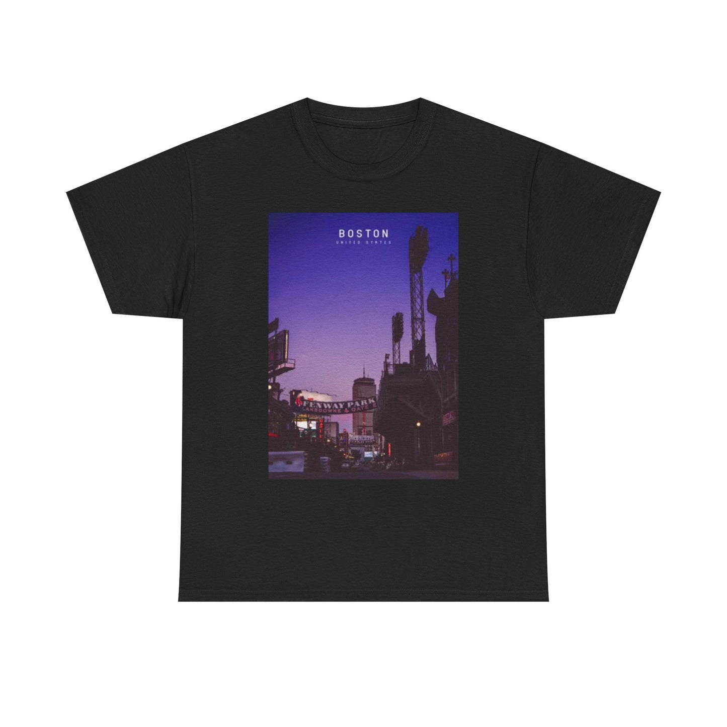 Boston Skyline Graphic T Shirt Retro Summer Nights Unisex Heavy Cotton Tee
