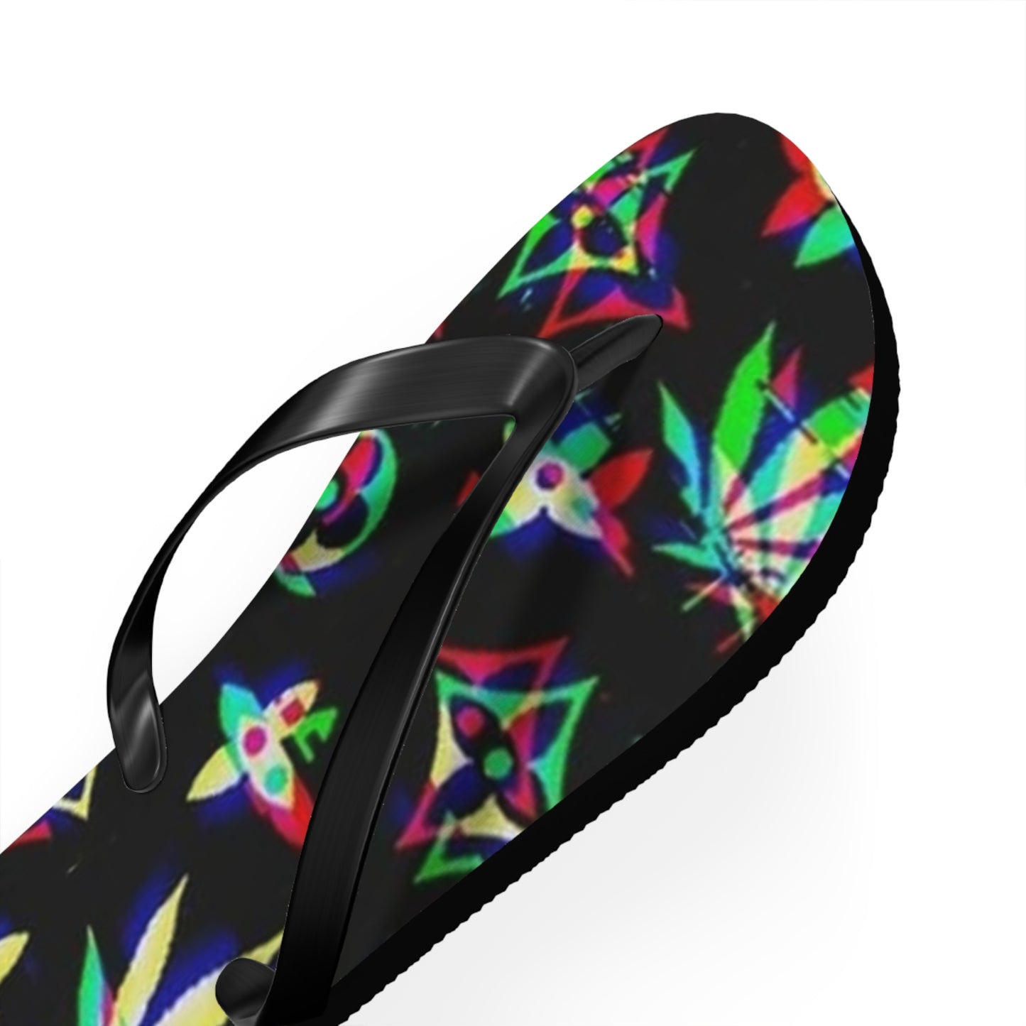 WAVES And SUN Co Sandals Weed Leafs  - Flip Flops -Slides Summer Beach BRAND NEW