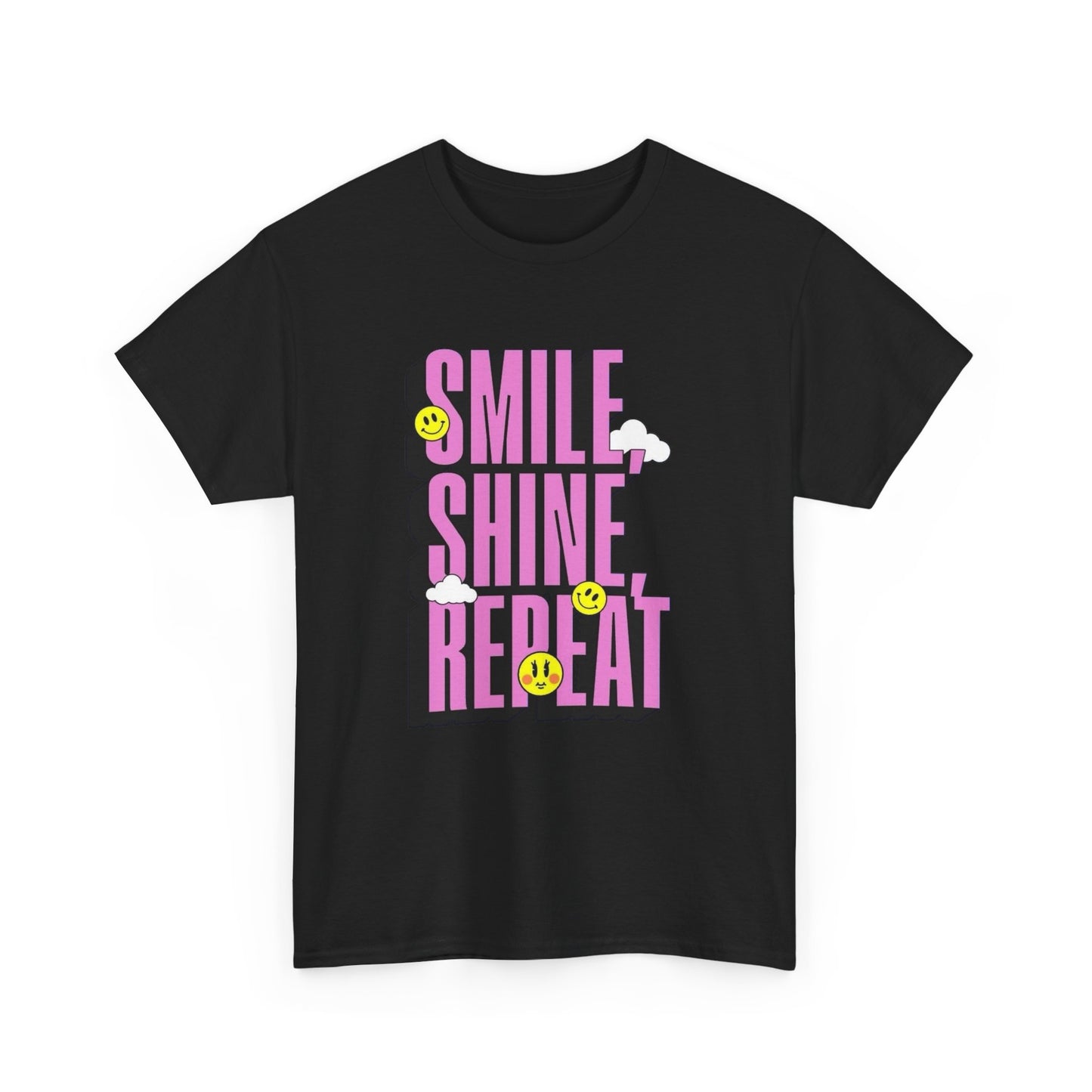 Smile Shine Repeat T-Shirt Unisex Heavy Cotton Tee