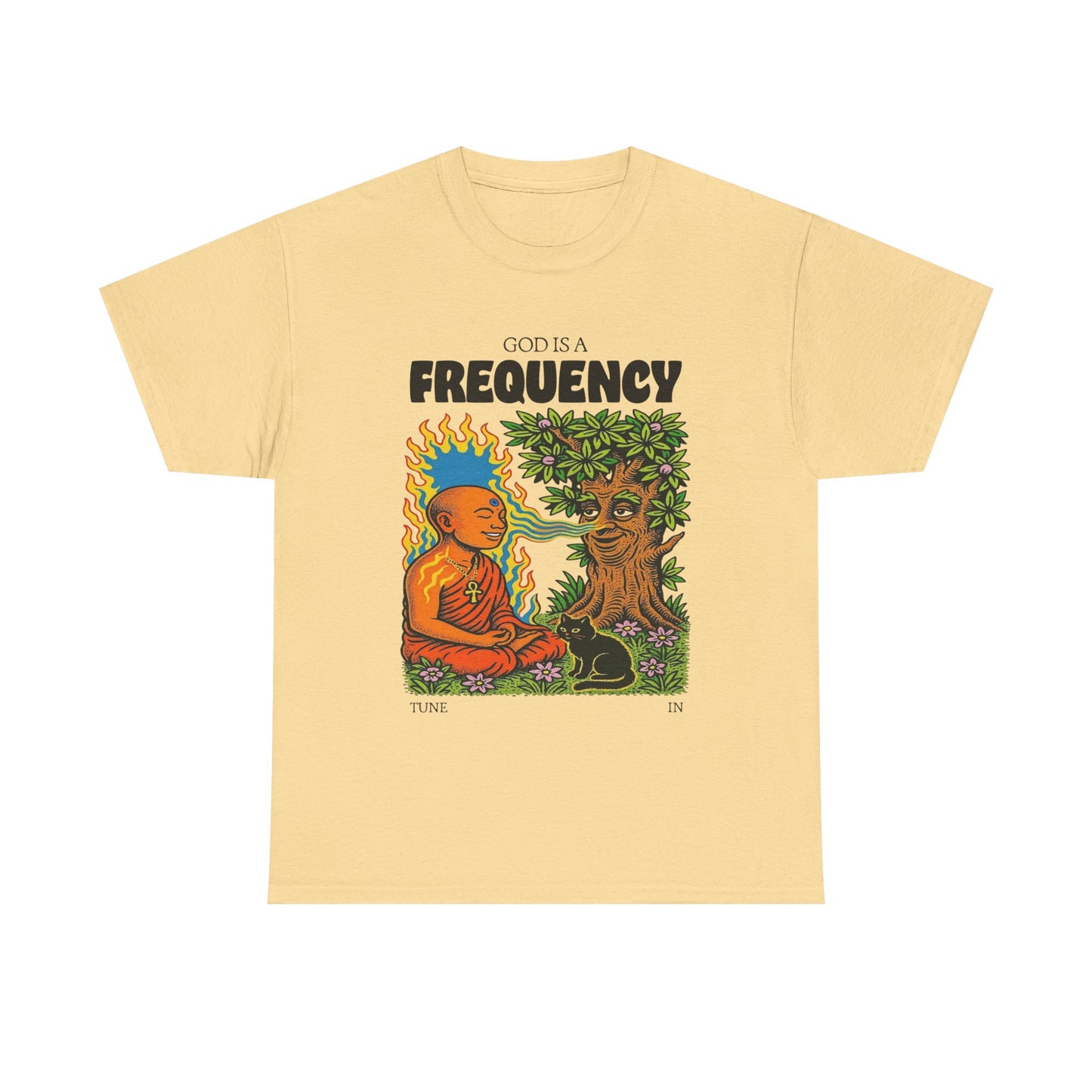 God Is A Frequency Graphic T-Shirt Unisex Heavy Cotton Tee Gift