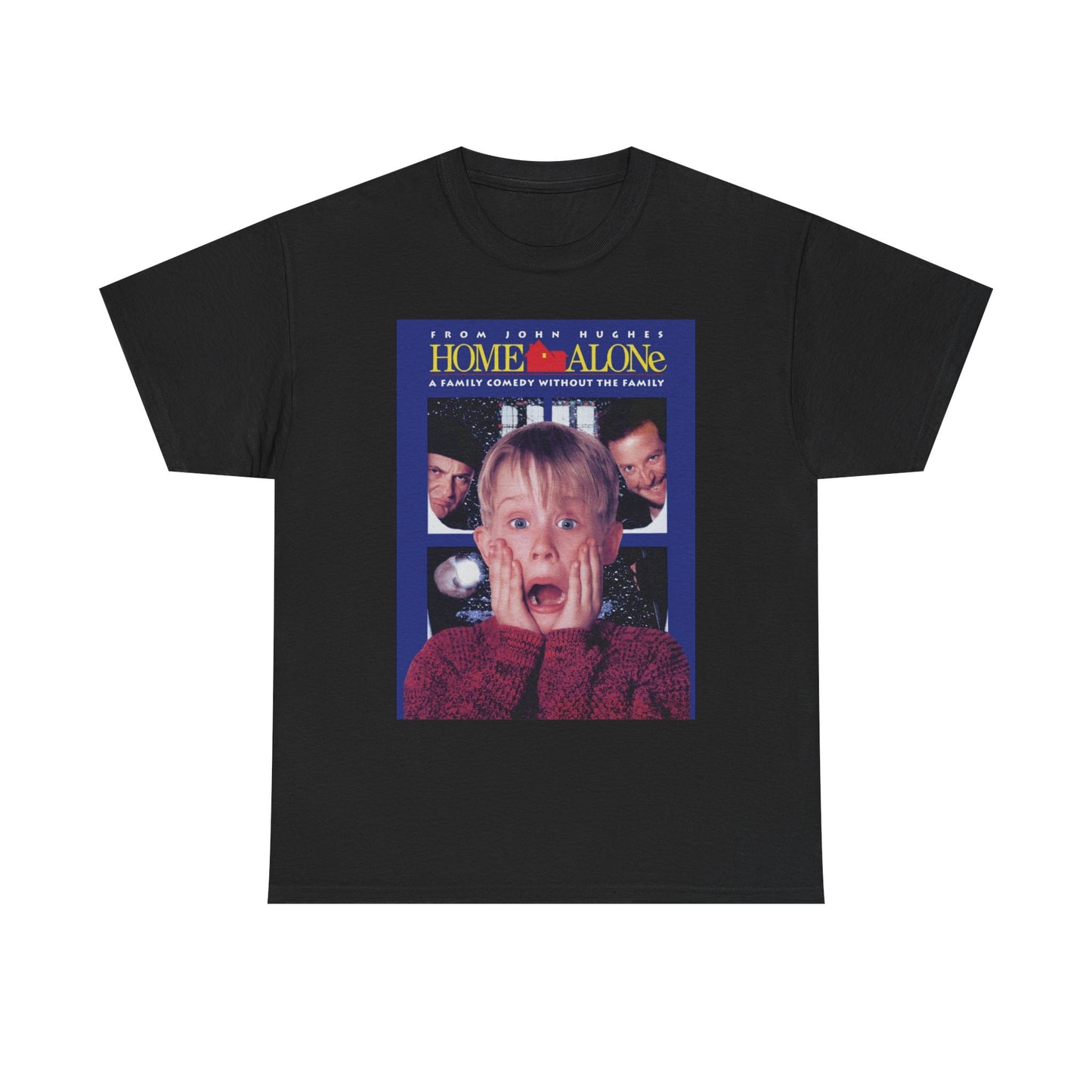 Home Alone T Shirt Retro Movie Poster Christmas Gift Unisex Heavy Cotton Tee
