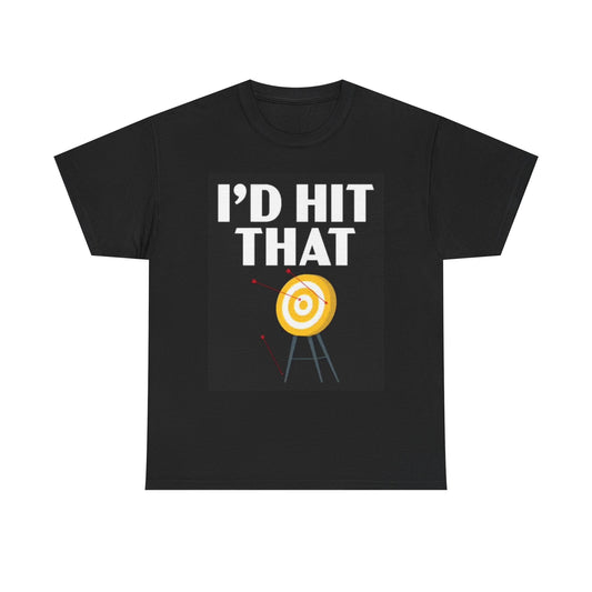 Id Hit That Graphic T Shirt Retro Archery Funny Hunting Unisex Heavy Cotton Tee