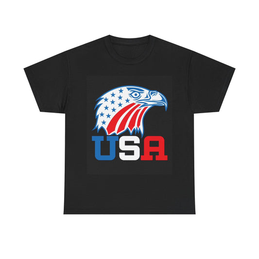 USA American Flag Bald Eagle Tshirt 1776 july 4th Unisex Heavy Cotton Tee