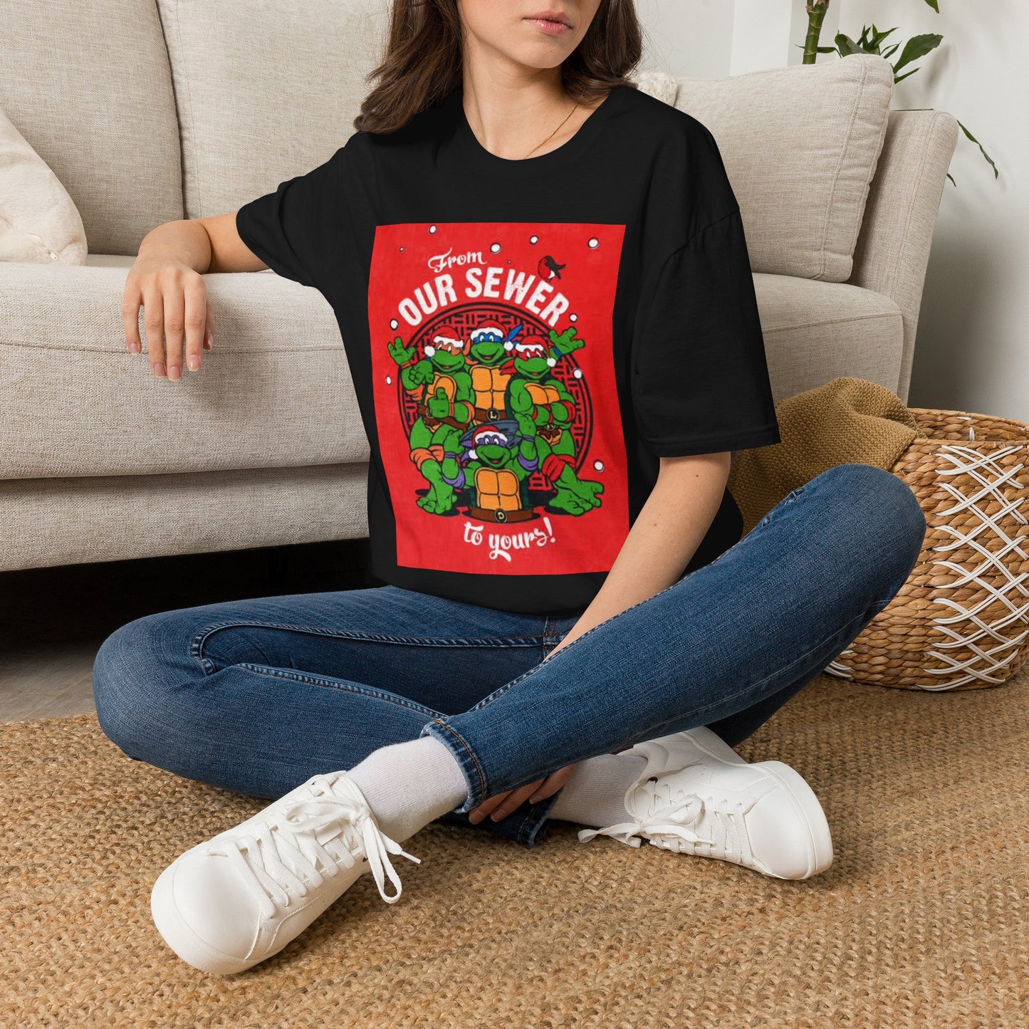 Christmas Turtles Graphic T Shirt Funny Retro Holidays Unisex Softstyle T-Shirt