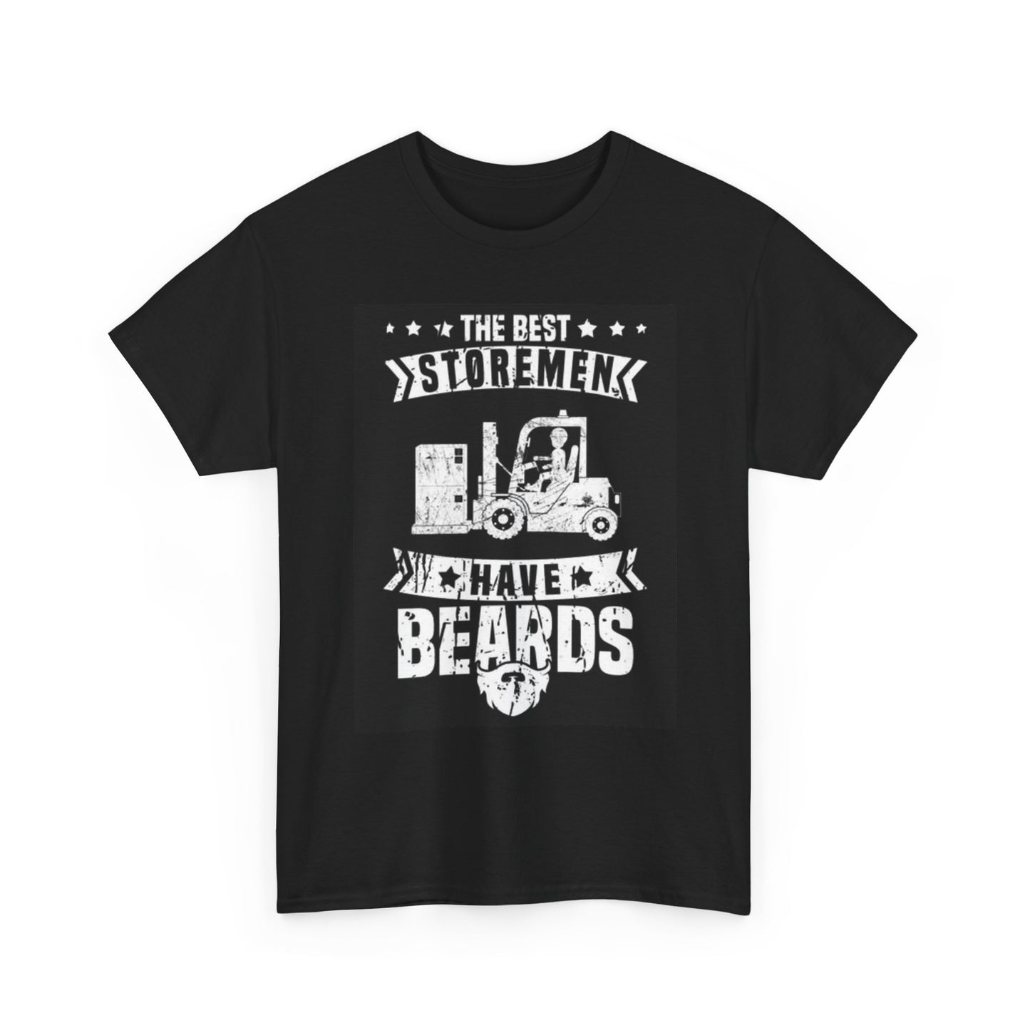 The Best StoreMen Have Beards T Shirt Funny Graphic Forklift Unisex Heavy Cotton