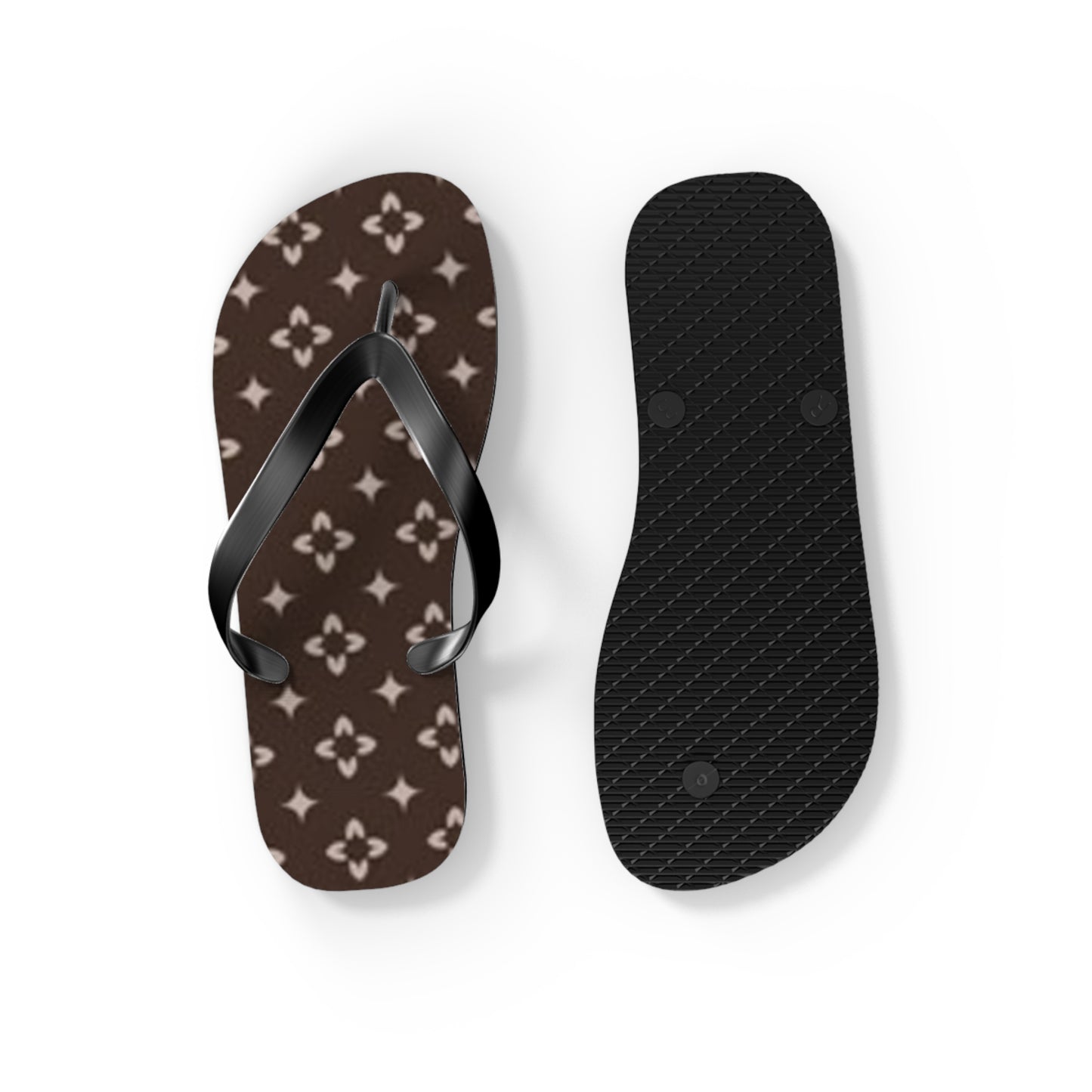 Brown And White Monogram Flip Flops, Sandals Slides, Summer Footwear, Brand New
