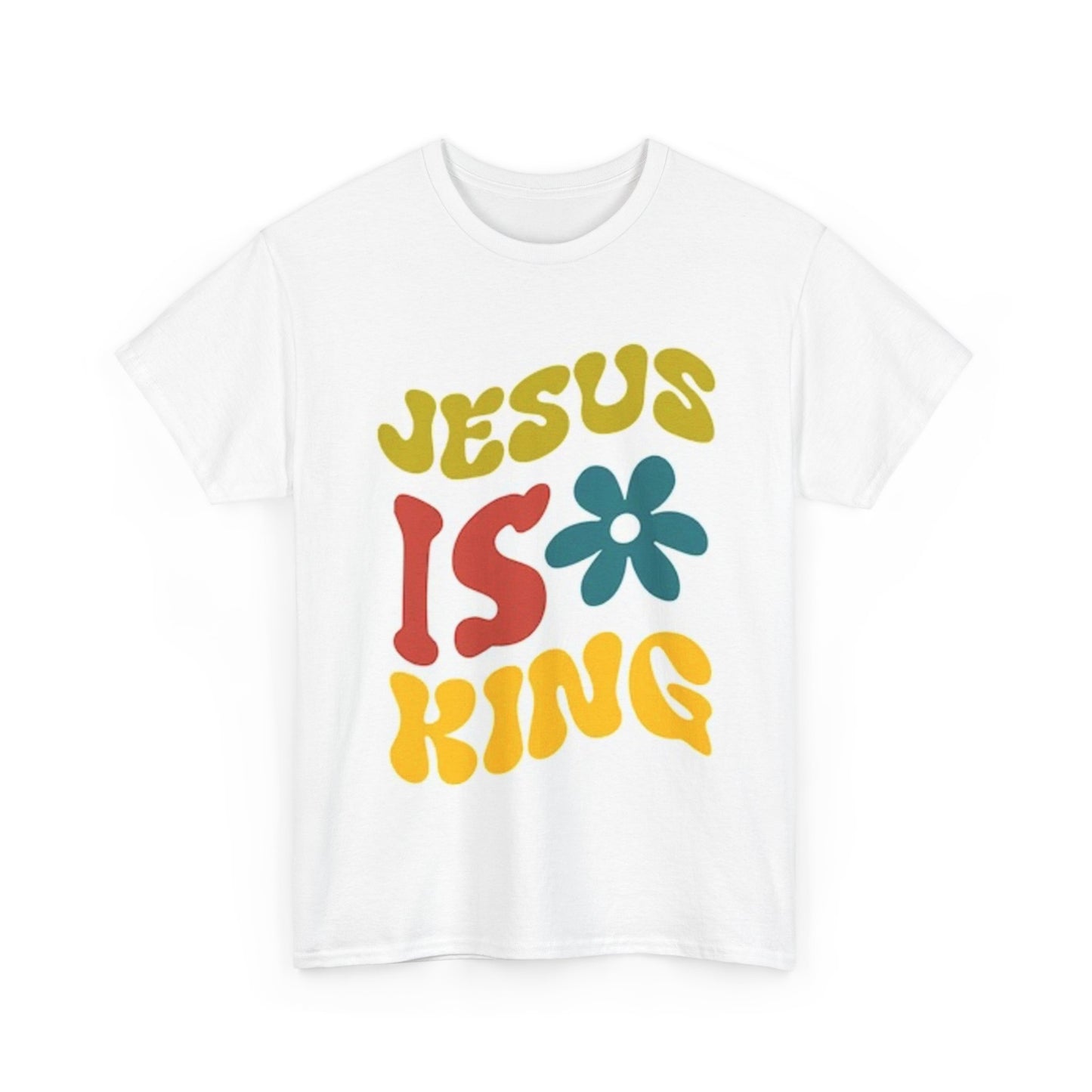 Jesus Is King Tshirt Retro Hippie Vibes Christ Unisex Heavy Cotton Tee