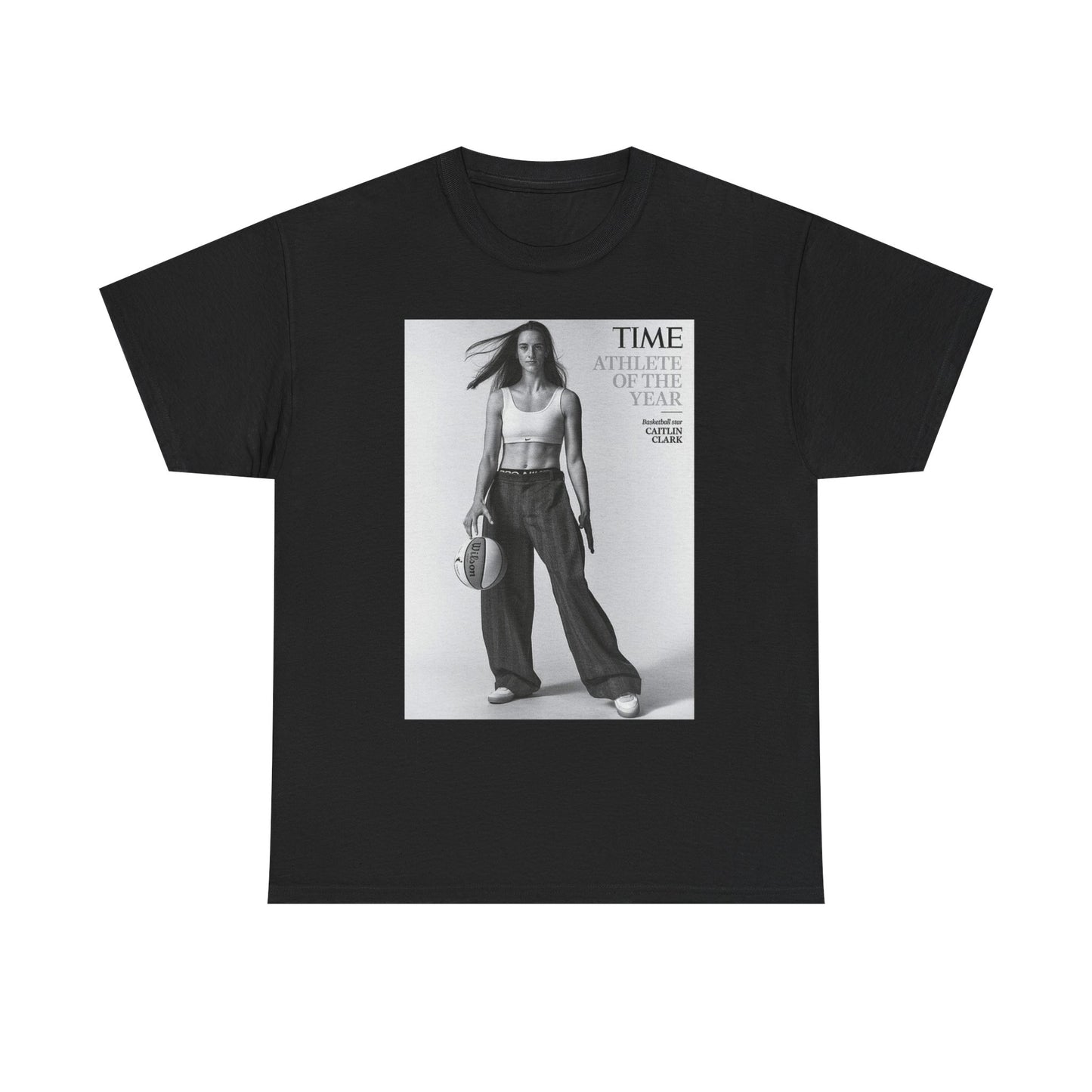 Caitlyn Clark Basketball Cover Graphic T Shirt S-5XL Unisex Heavy Cotton Tee