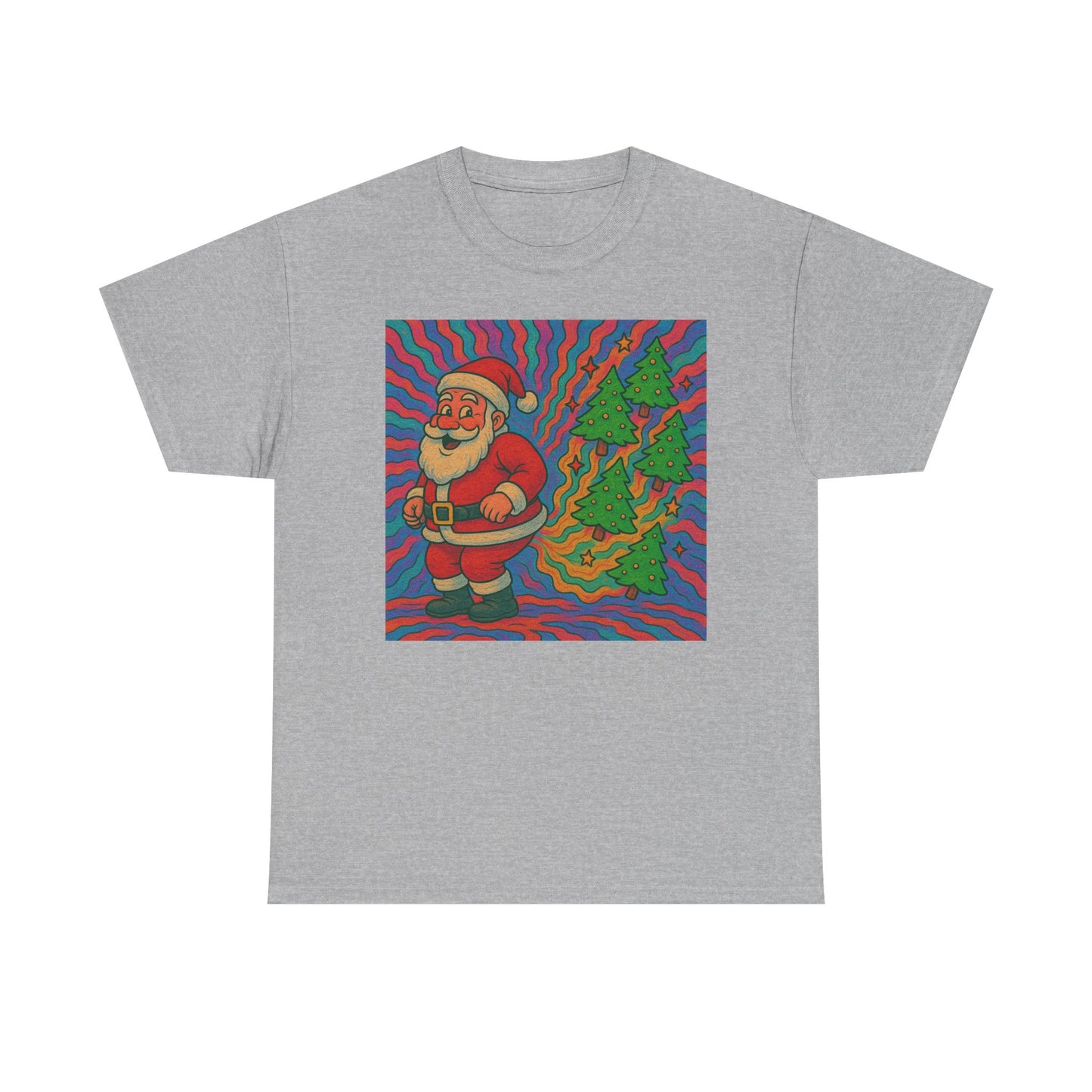 Santa Christmas Tree Cakes Funny Graphic T Shirt Trippy Unisex Heavy Cotton Tee