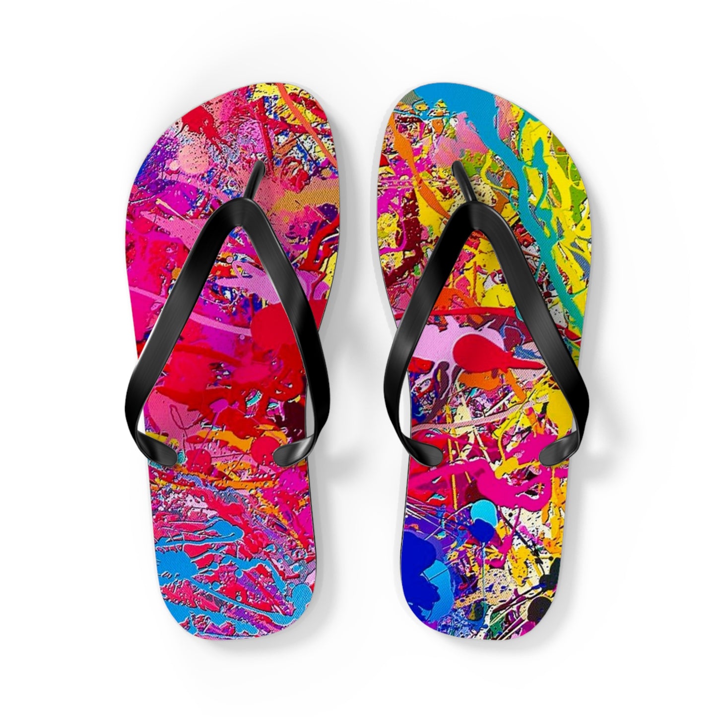 Paint Splatter Mix Flip Flops, Sandals Slides, Summer Footwear, Brand New