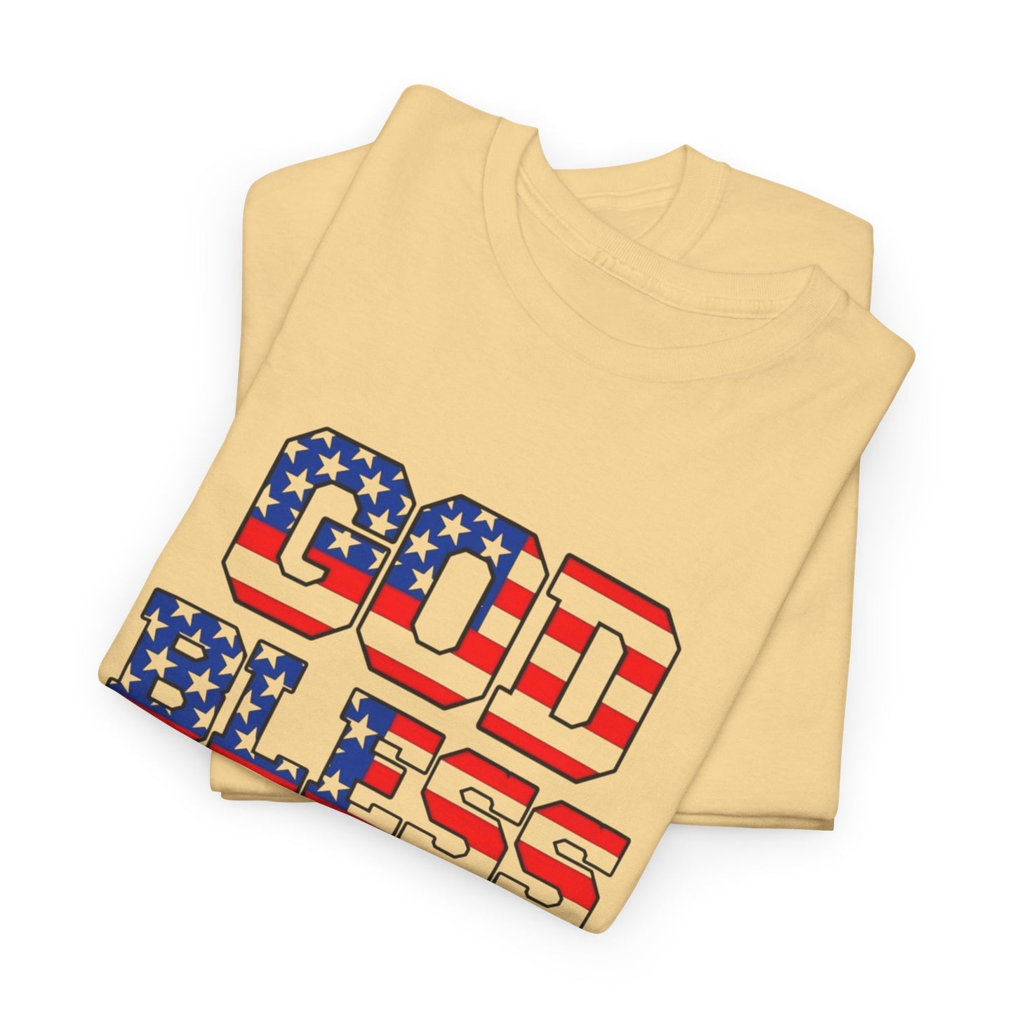 God Bless USA American Flag Graphic T Shirt Heavy Cotton Tee