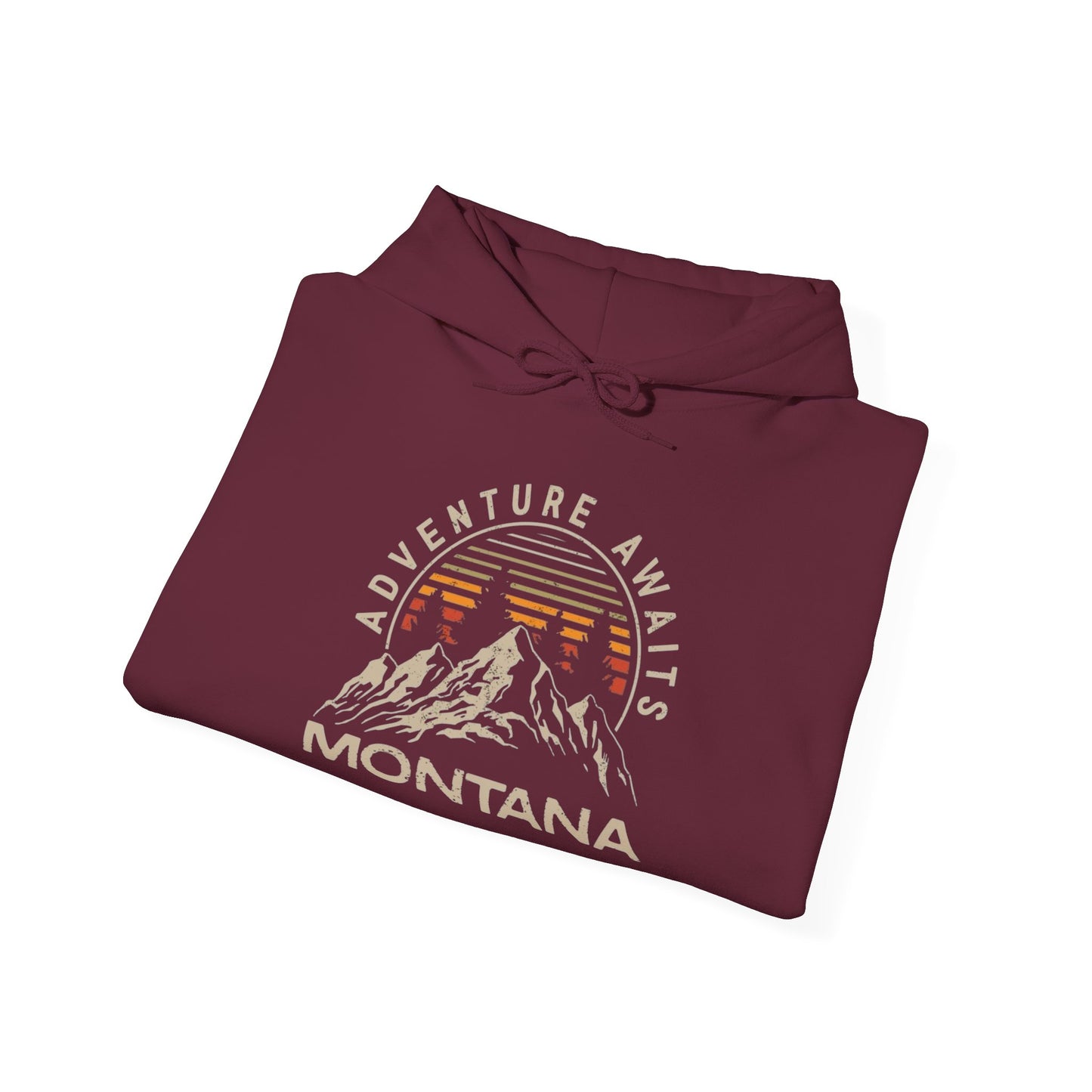 Adventure Awaits In Montana Graphic Hoodie Unisex Heavy Blend™ Hooded Sweatshirt