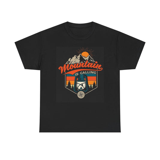 Mountain Is Calling Graphic T Shirt Outdoors Unisex Heavy Cotton Tee