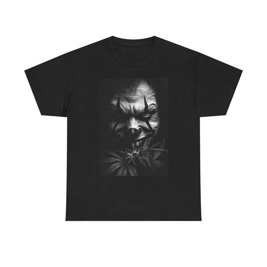 IT Clown Weed Leaf Graphic T Shirt Funny Horror Pot Unisex Heavy Cotton Tee