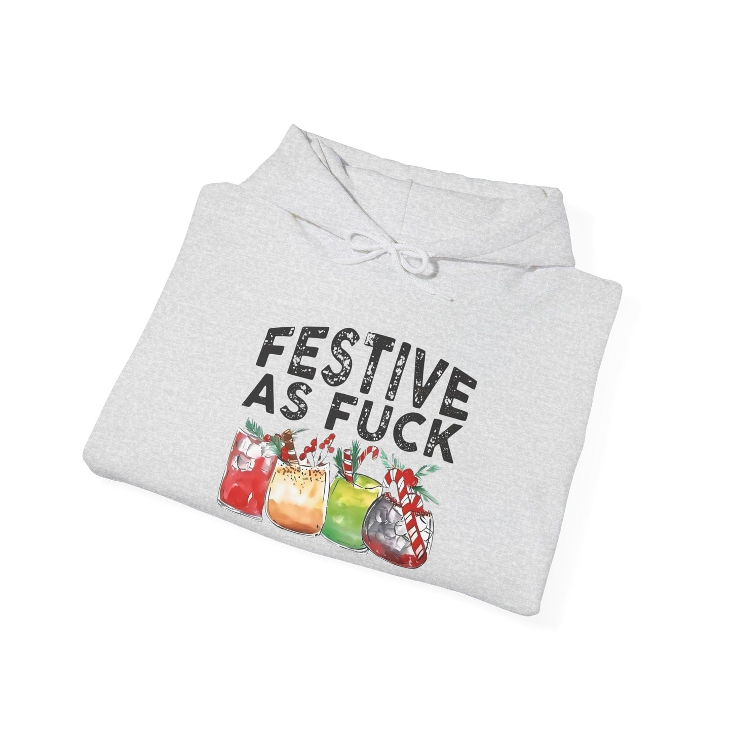 Festive AF Funny Holidays Graphic Hoodie Unisex Heavy Blend™ Hooded Sweatshirt
