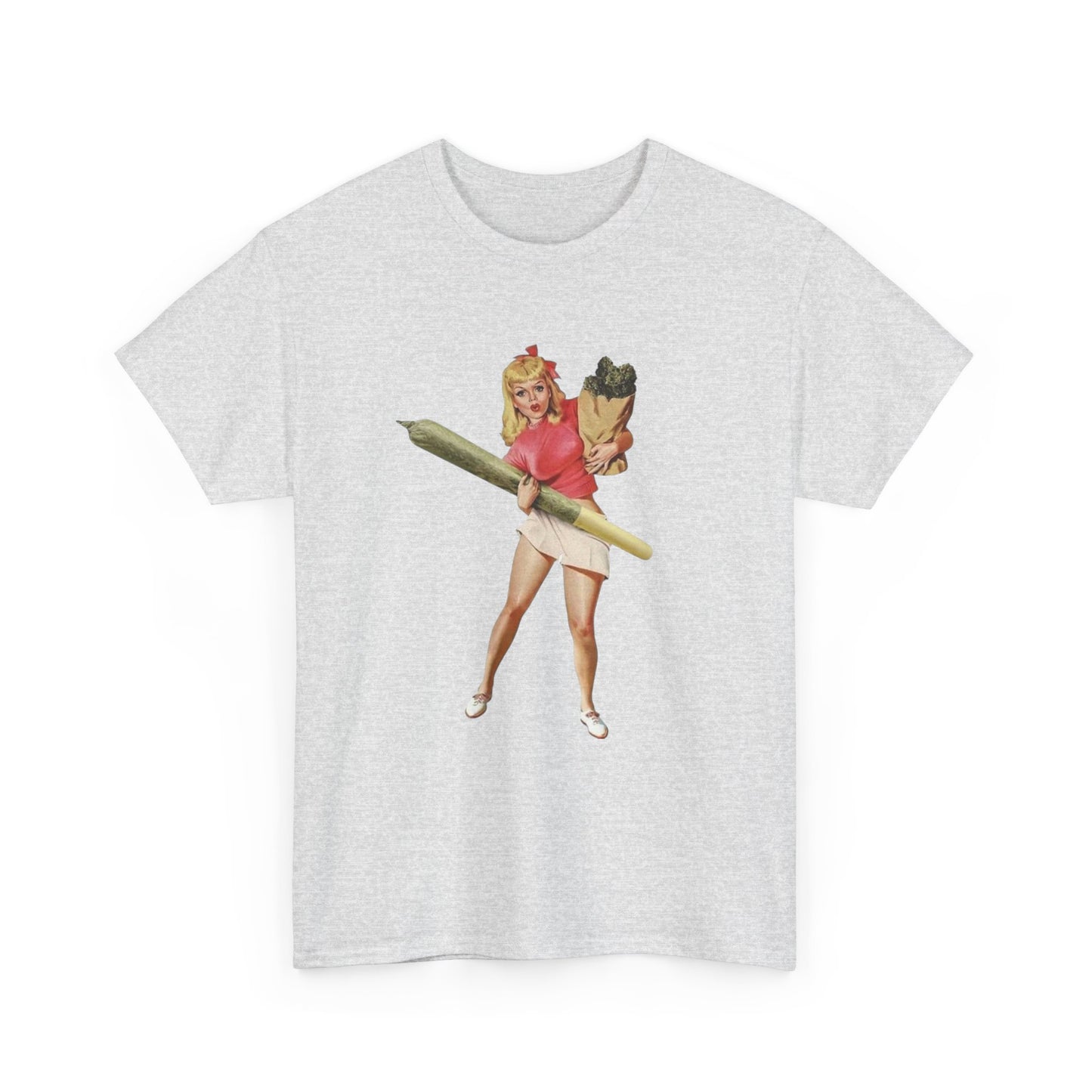 Weed And Groceries Model Pinup Graphic T-Shirt Womens Comfy Cotton Tee NEW