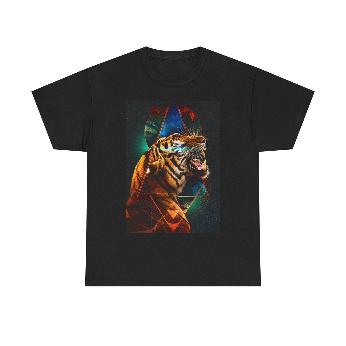 Tiger Growling In Space Graphic Tshirt Funny Zoo Unisex Heavy Cotton Tee