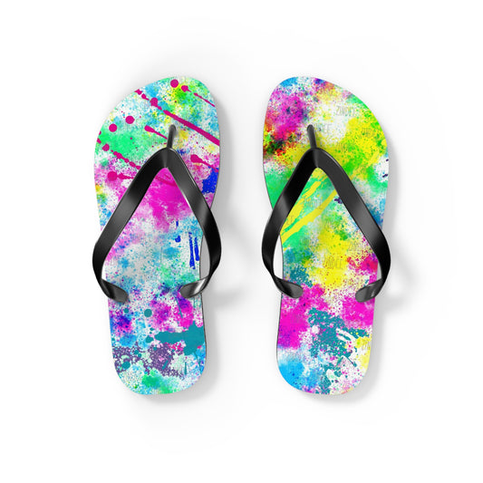 Neon Paint Flip Flops, Sandals Slides, Summer Footwear, Brand New