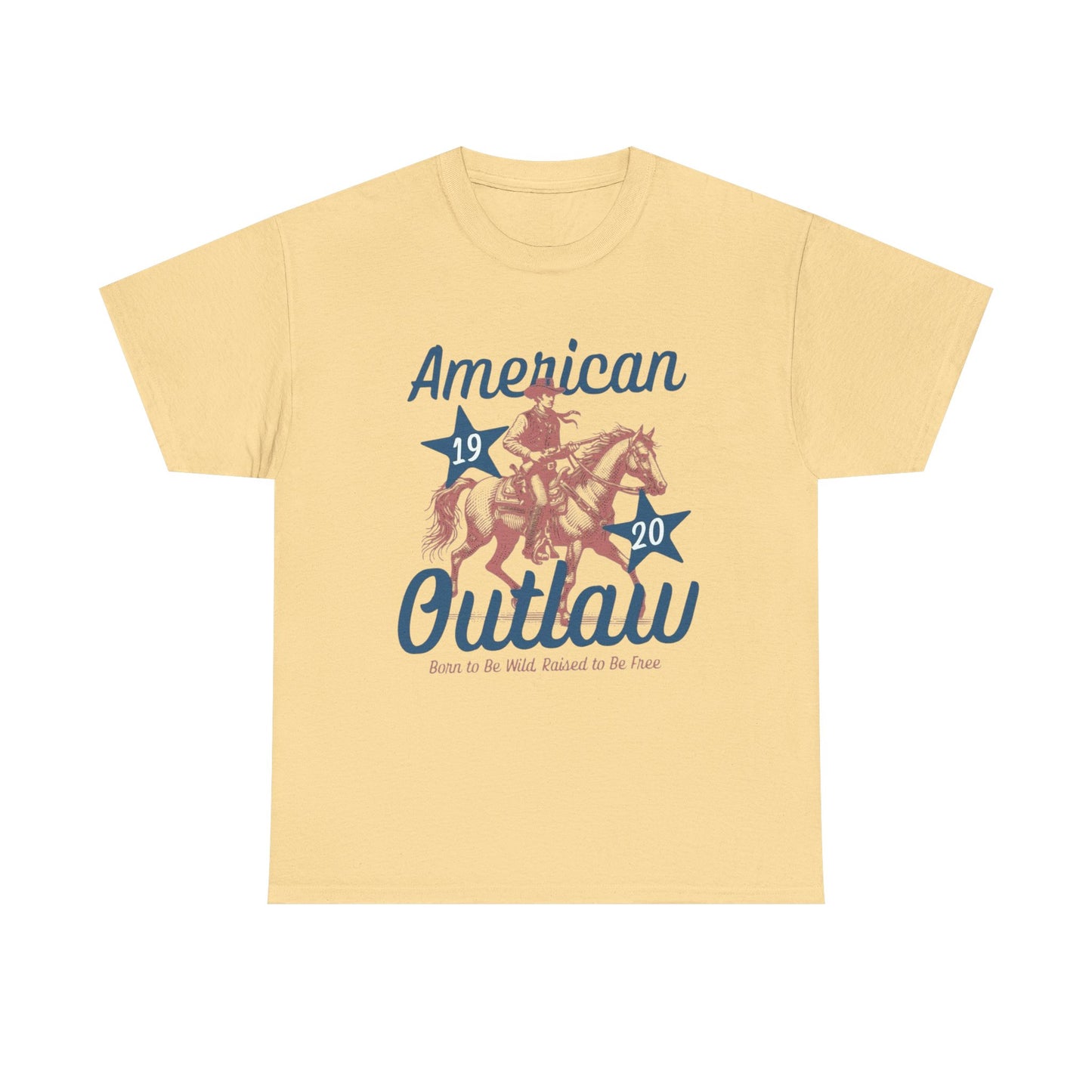 American Outlaw Horse Graphic T Shirt Unisex Heavy Cotton Tee