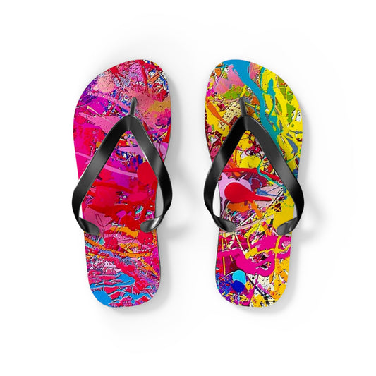 Paint Splatter Mix Flip Flops, Sandals Slides, Summer Footwear, Brand New