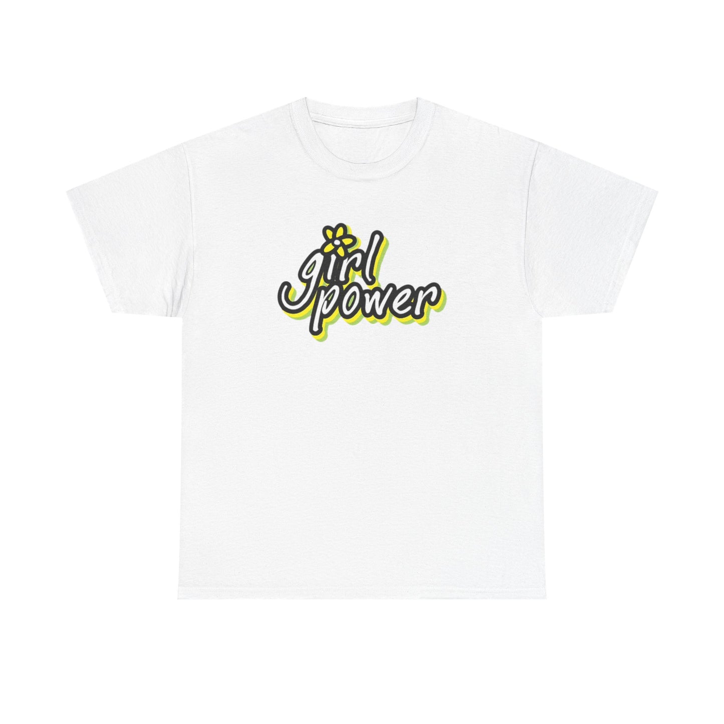 Girl Power Graphic T Shirt Girly Tee Retro Flower Power Unisex Heavy Cotton Tee