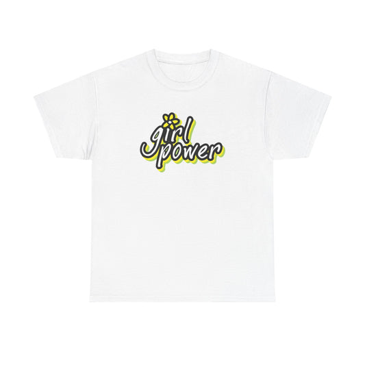 Girl Power Graphic T Shirt Girly Tee Retro Flower Power Unisex Heavy Cotton Tee
