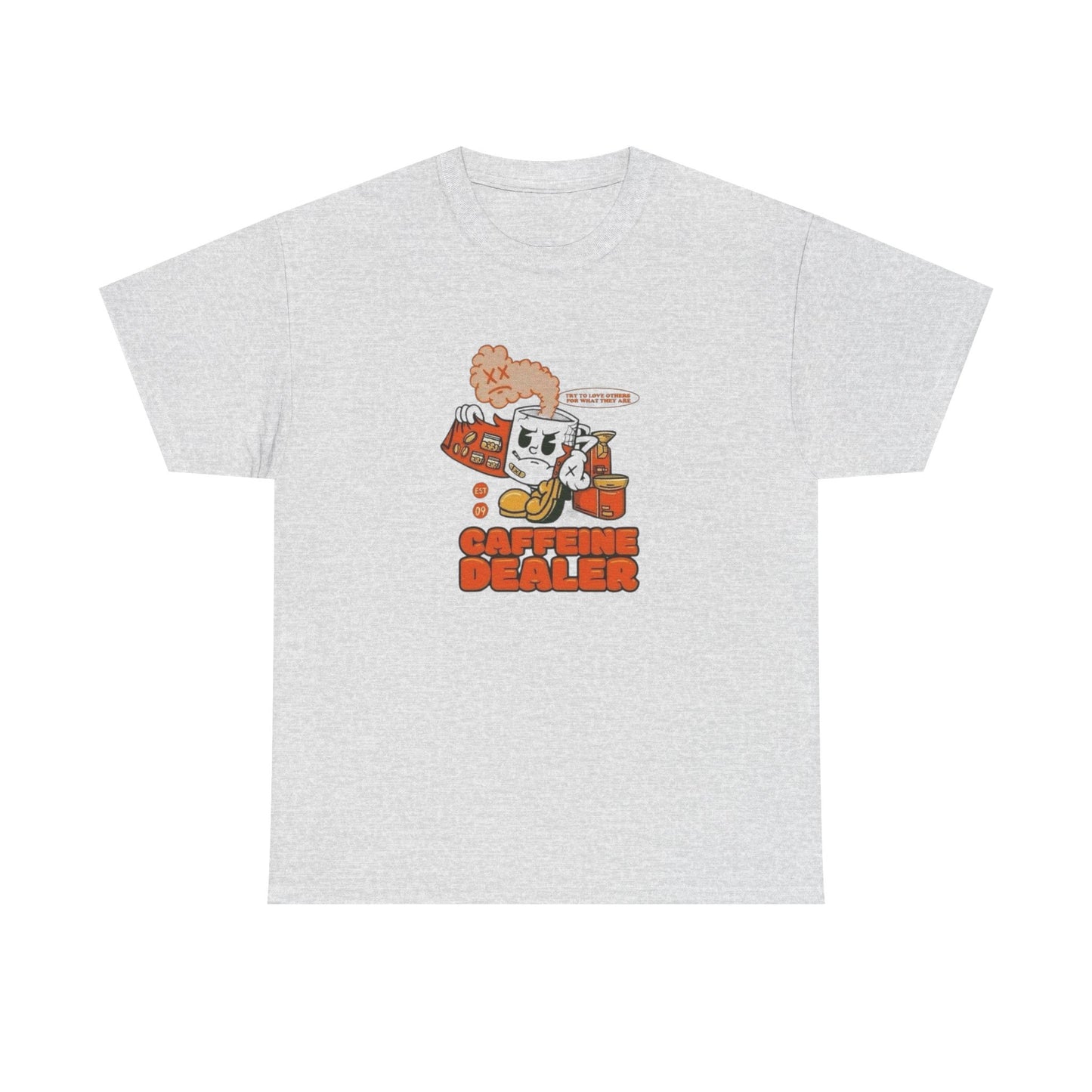 Caffeine Dealer Funny Coffee Graphic T-Shirt Comfy Cotton Tee Brand NEW