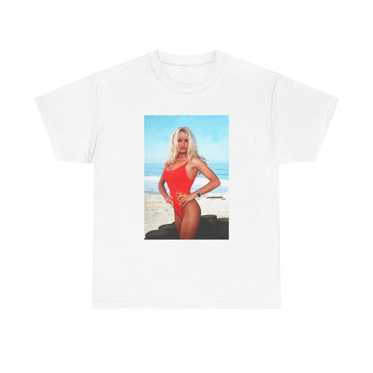 Pam Anderson Baywatch Tshirt Retro Bikini On the Beach Unisex Heavy Cotton Tee