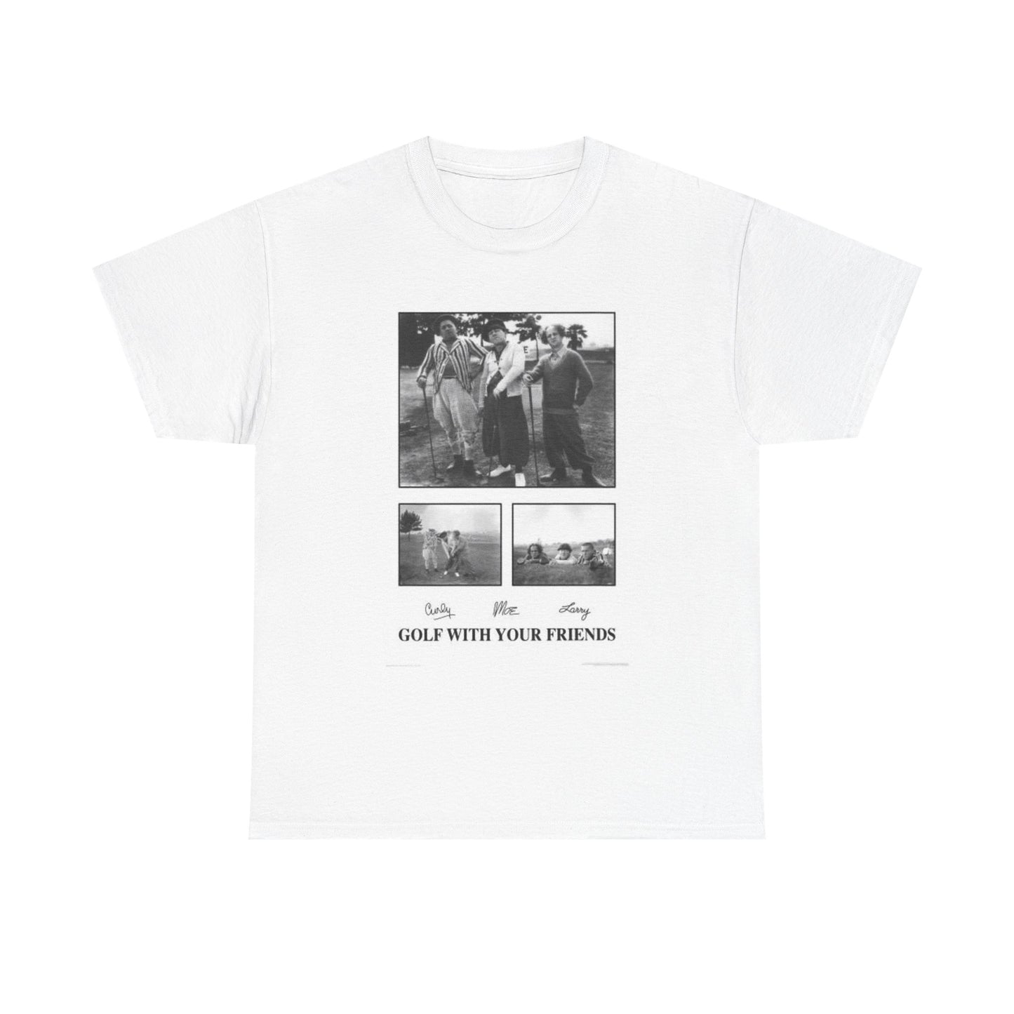 Three Stooges Golfing Graphic T Shirt Vintage Unisex Heavy Cotton Tee
