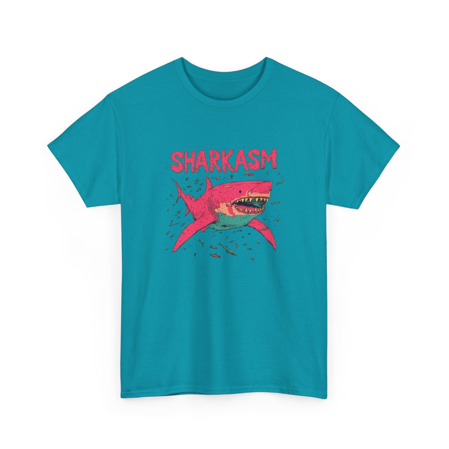 Sharkasm Funny Shark Week Graphic T Shirt NEW ADULT Unisex Heavy Cotton Tee