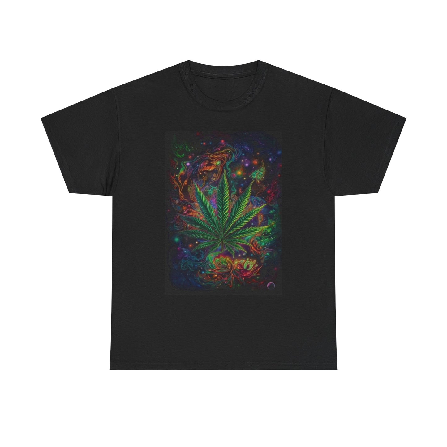 Space Pot Leaf Graphic T Shirt Multi Color Unisex Heavy Cotton Tee