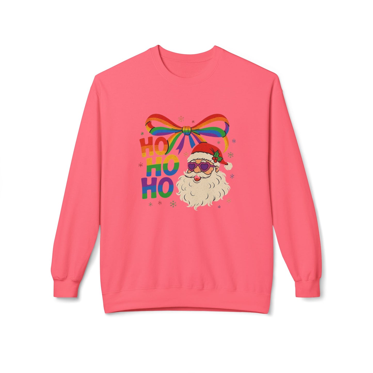 Rainbow Christmas Sweater NEW Unisex Fleece Crewneck Sweatshirt