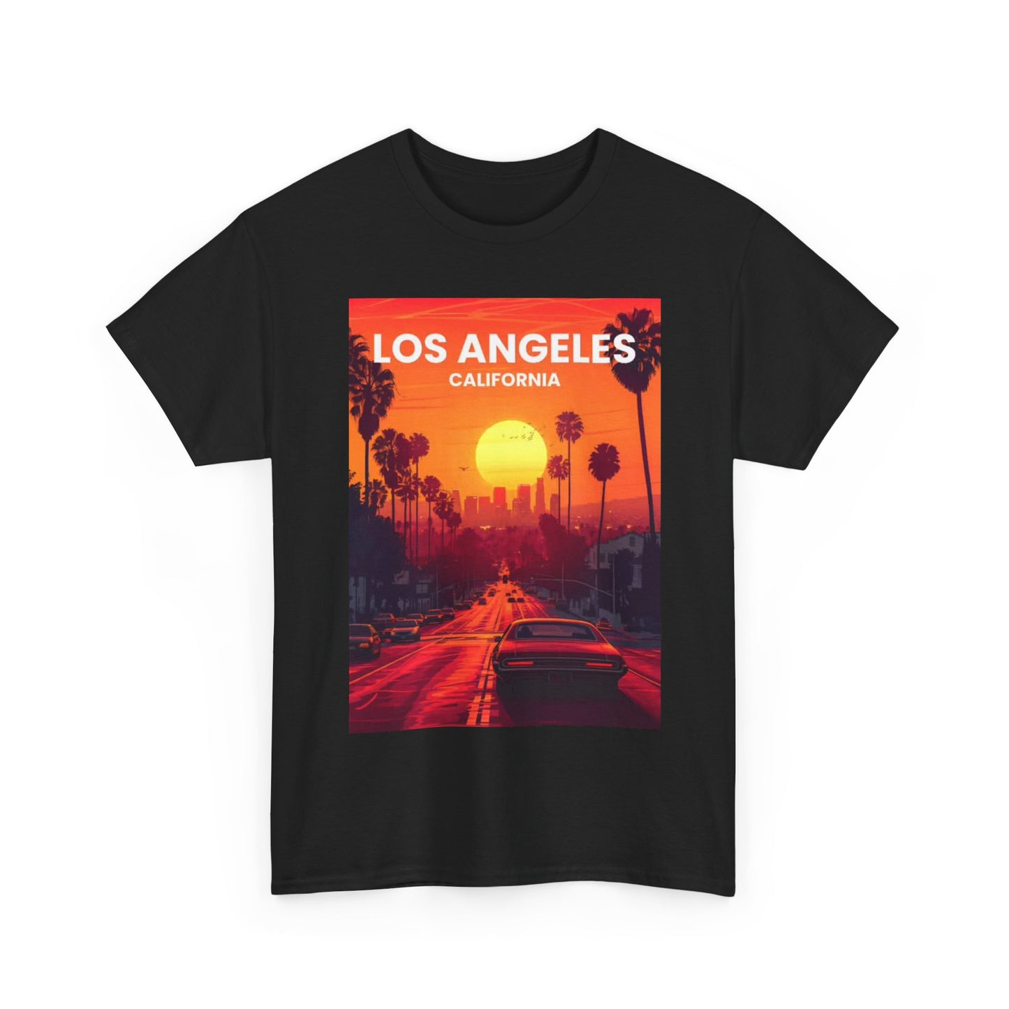 Los Angles Tshirt California Sunset graphic Painting Unisex Heavy Cotton Tee
