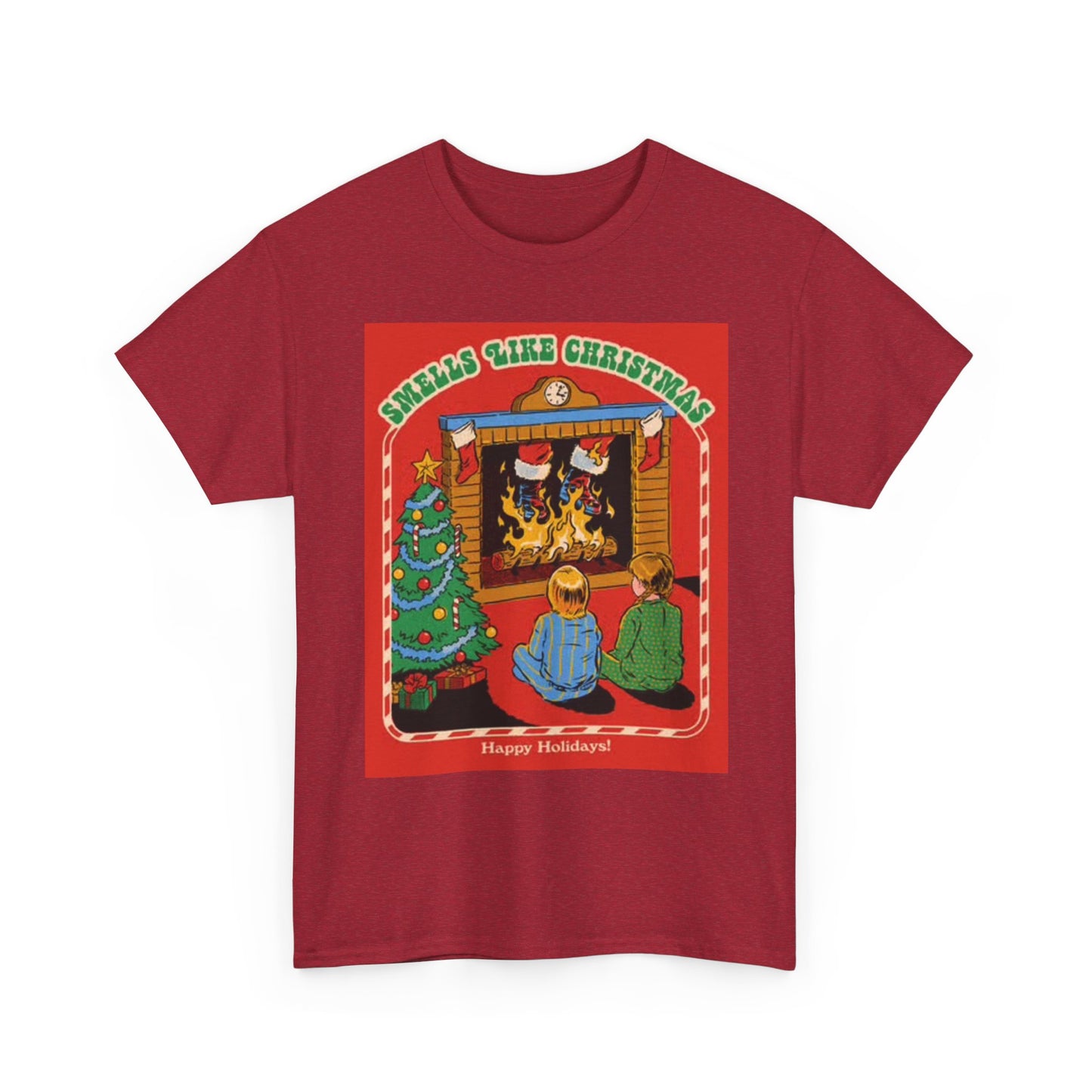 Smells Like Christmas Funny Santa Graphic T Shirt Unisex Heavy Cotton Tee