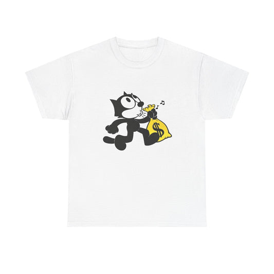Money Bag Cat Graphic T Shirt NEW Vintage Unisex Heavy Cotton Tee