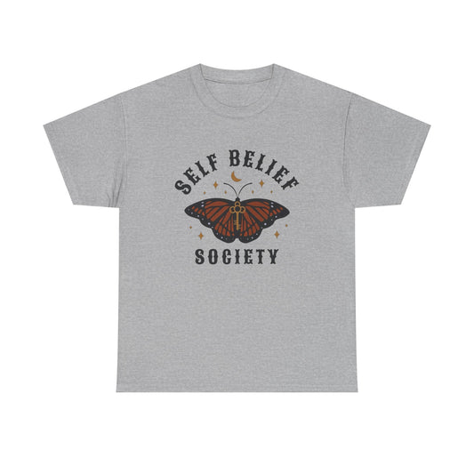 Self Belief Society Butterfly Graphic T Shirt New Adult Unisex Heavy Cotton Tee
