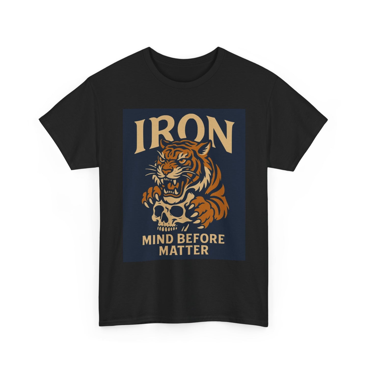 Iron Mind before Matter Graphic T Shirt Vintage Tiger Unisex Heavy Cotton Tee