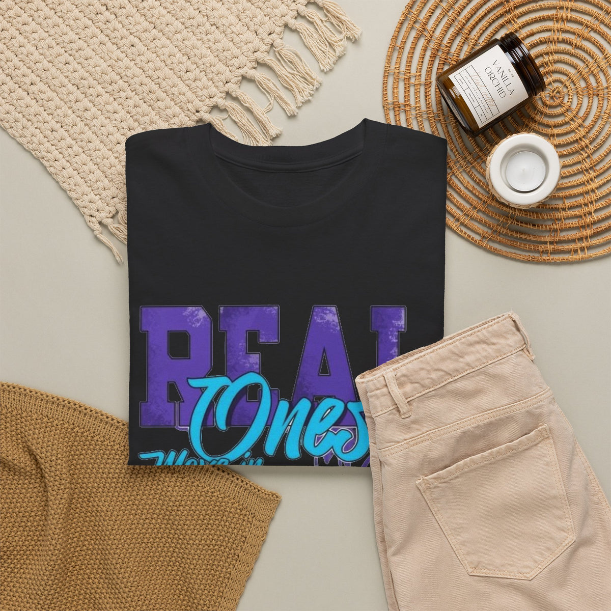 Real Ones Move In Silence Graphic T Shirt Men's Heavy Cotton Tee