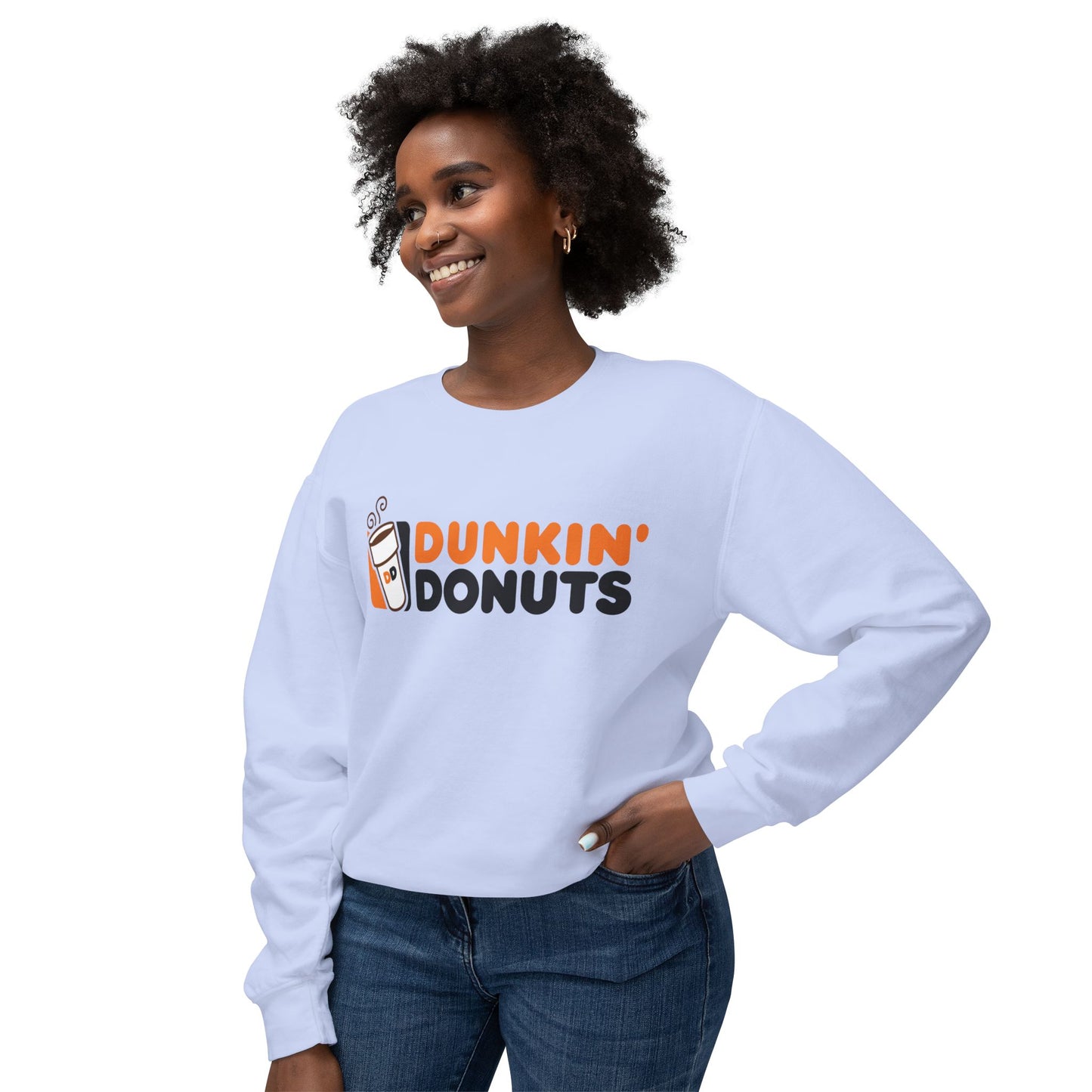 Dunkin Donuts Graphic Retro Logo Coffee Lover Lightweight Crewneck Sweatshirt