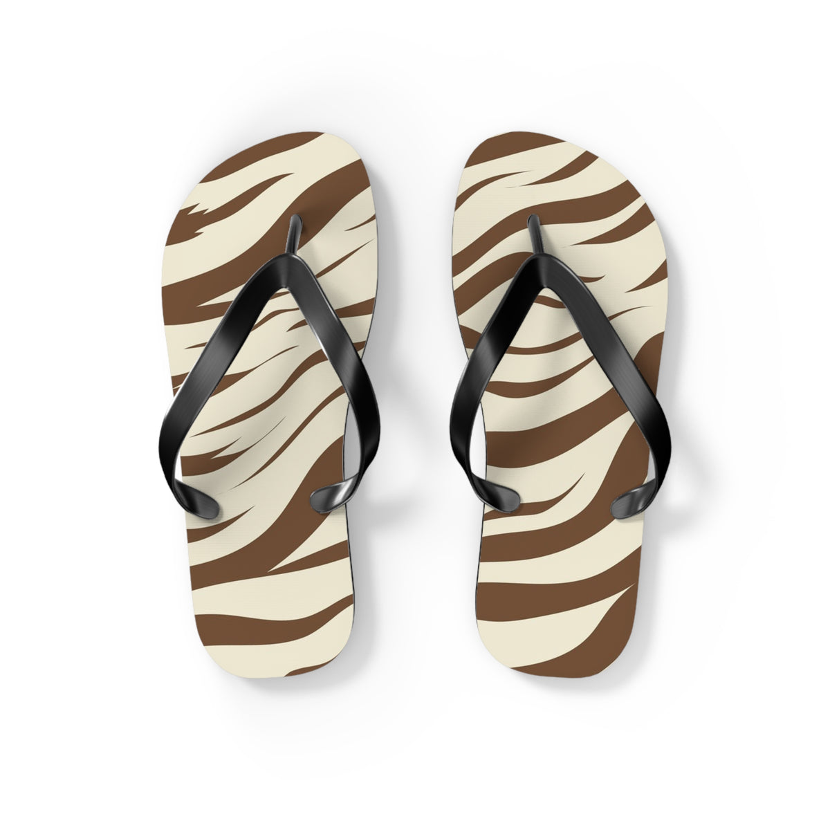 Brown Zebra Print Beach Sandals, Slides for Summer, Flip Flops, Water Resistant