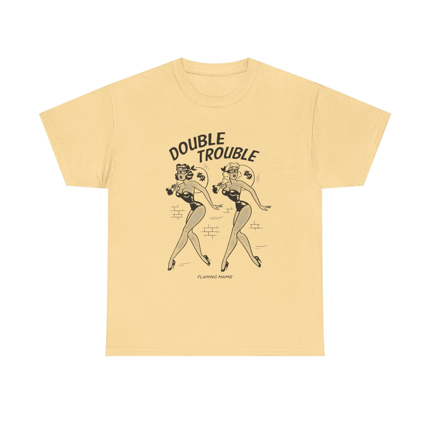 Double Trouble Flaming Mamie Graphic T Shirt Unisex Heavy Cotton Tee NEW Gift