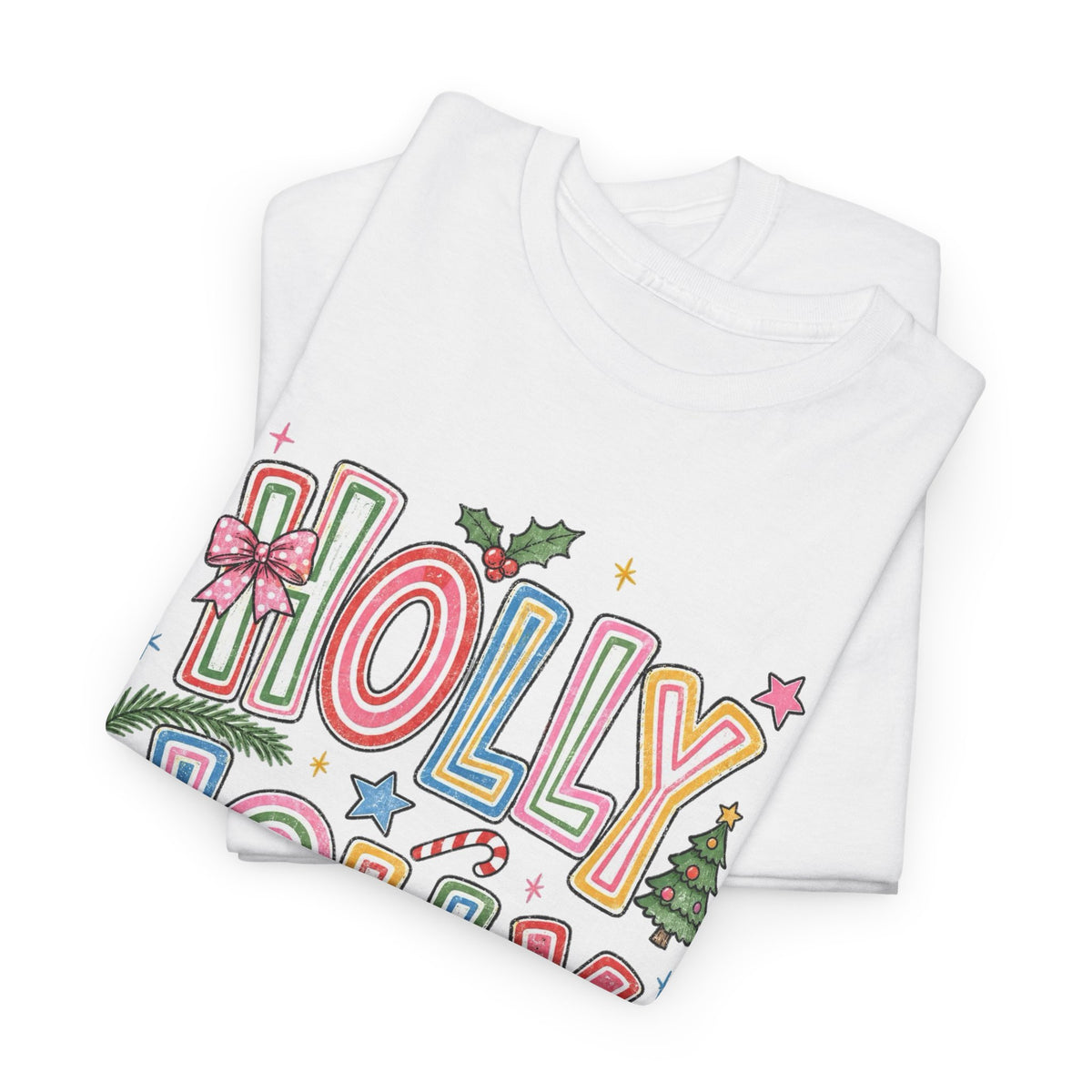 Holly Jolly Christmas Lettering Tee Men's Graphic T Shirt