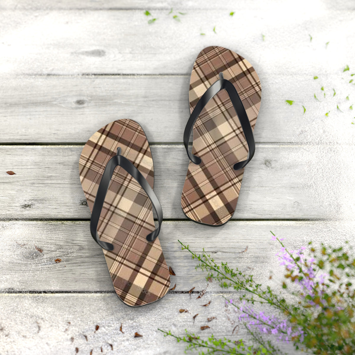 Brown Stripe Sandals, Beach Shoes, Vacation Flip Flops, Pool Slides