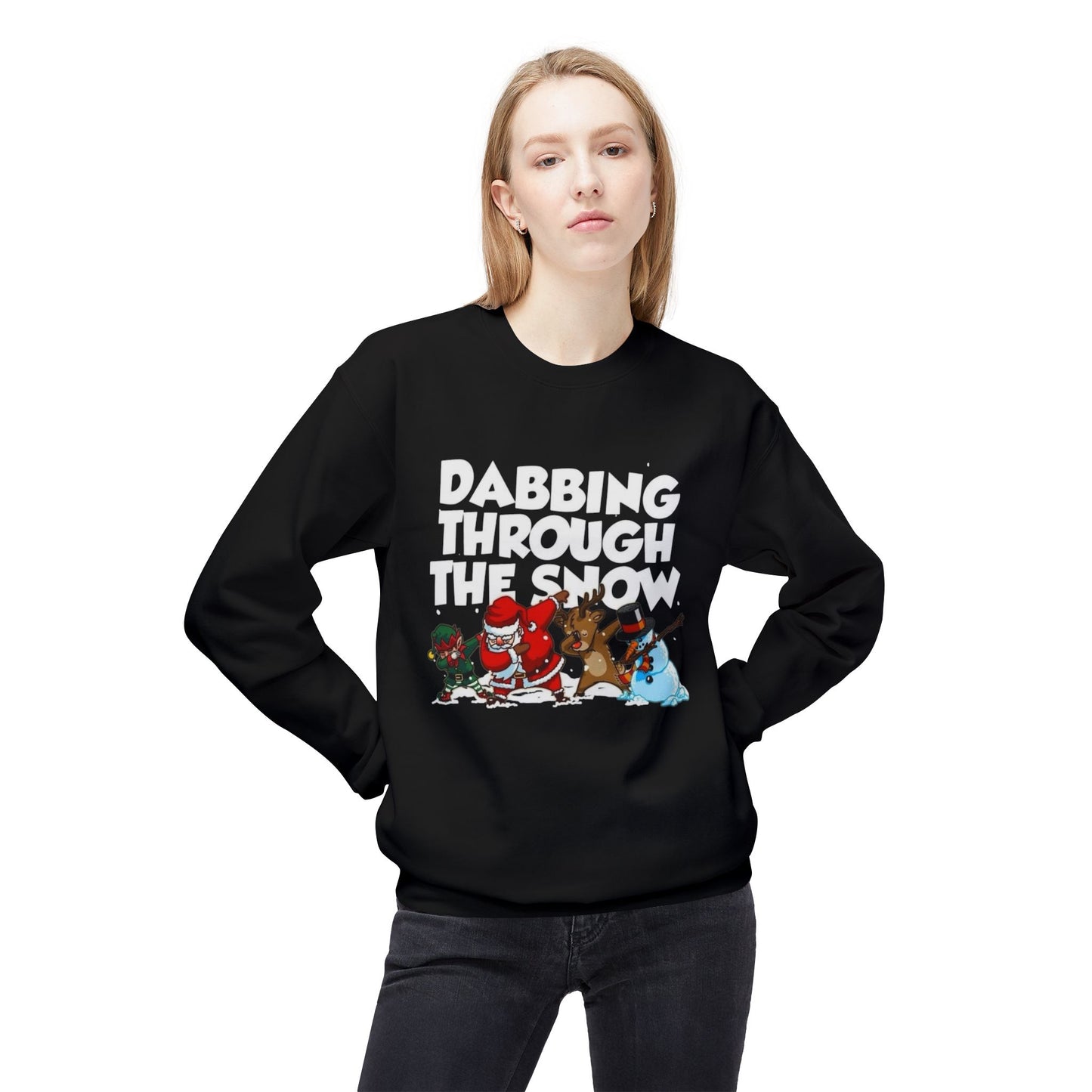 Dabbing Through The Snow Funny Sweater NEW Unisex Fleece Crewneck Sweatshirt
