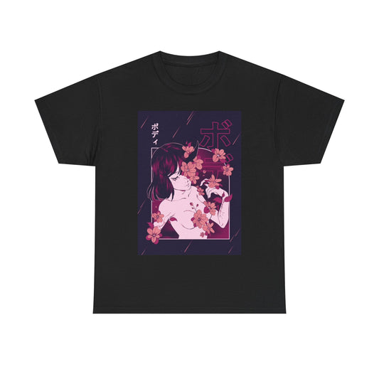 Waifu Anime T-shirt Girl Graphic Cartoon Retro Gaming Unisex Heavy Tee Gamer 33