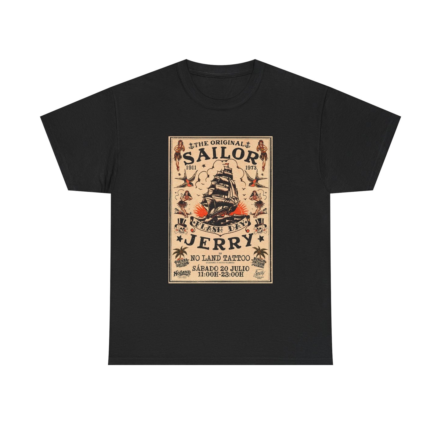 Sailor Jerry Tshirt Vintage Navy Tattoos Sailor Retro Unisex Heavy Cotton Tee