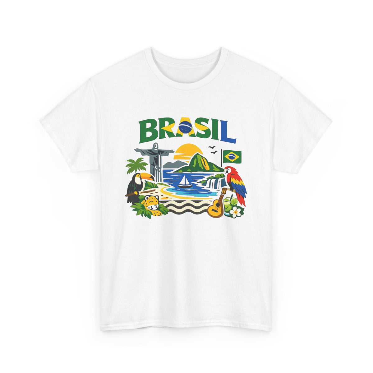 Brazil Flag Retro Graphic T Shirt Men's Heavy Cotton Tee