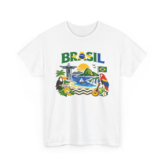 Brazil Flag Retro Graphic T Shirt Men's Heavy Cotton Tee