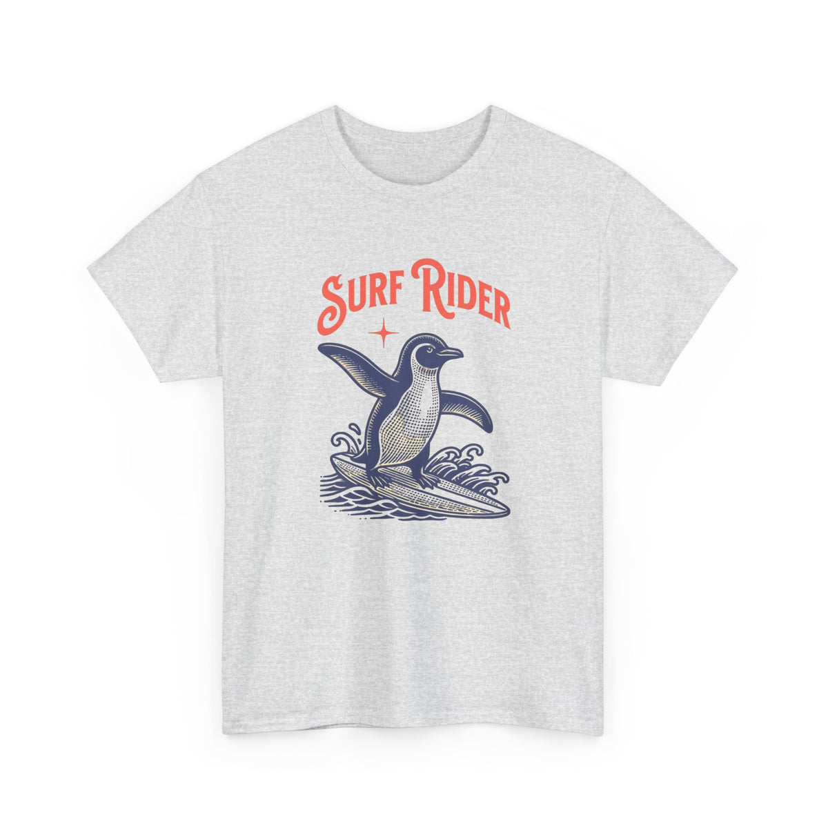 Surf Rider Penguin Graphic T Shirt Men's Heavy Cotton Tee