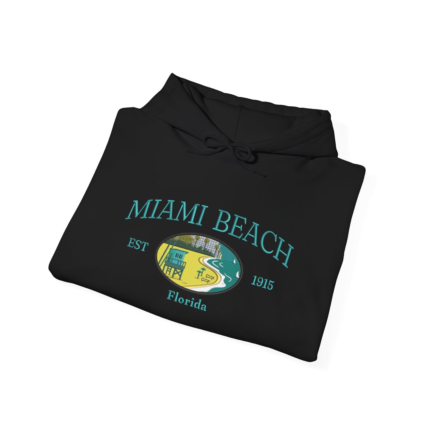 Miami Beach Retro Graphic Hoodie Heavy Blend Sweatshirt NEW